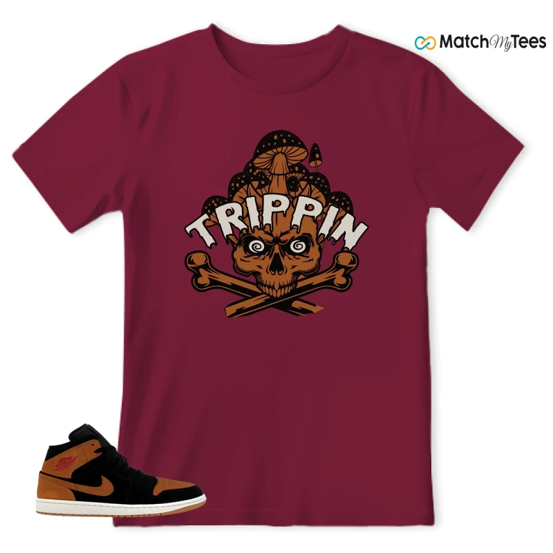 NIKE AIR JORDAN 1 MID BLACK FLAX SNEAKER Matching Tees t-shirt