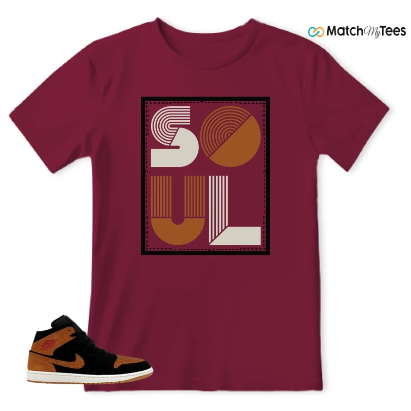 NIKE AIR JORDAN 1 MID BLACK FLAX SNEAKER Matching Tees t-shirt