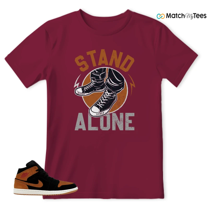 NIKE AIR JORDAN 1 MID BLACK FLAX SNEAKER Matching Tees t-shirt