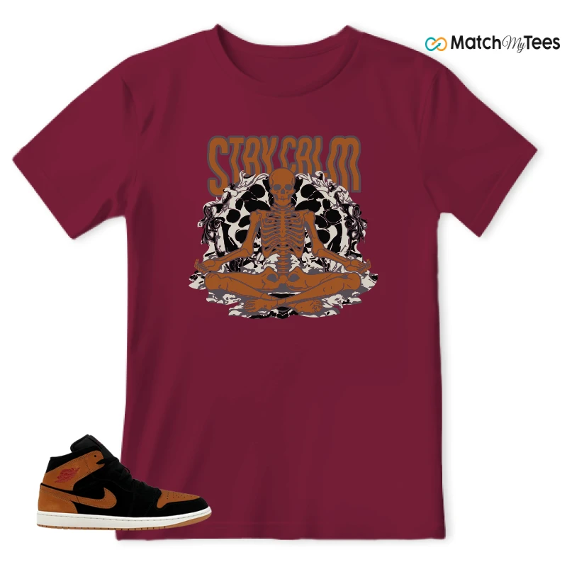 NIKE AIR JORDAN 1 MID BLACK FLAX SNEAKER Matching Tees t-shirt