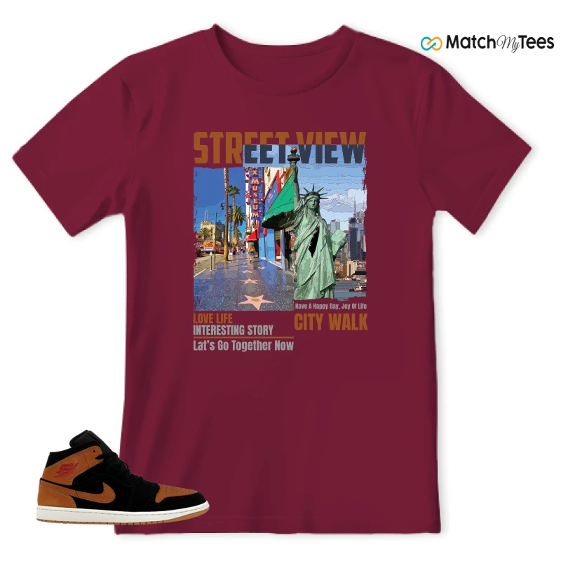 NIKE AIR JORDAN 1 MID BLACK FLAX SNEAKER Matching Tees t-shirt
