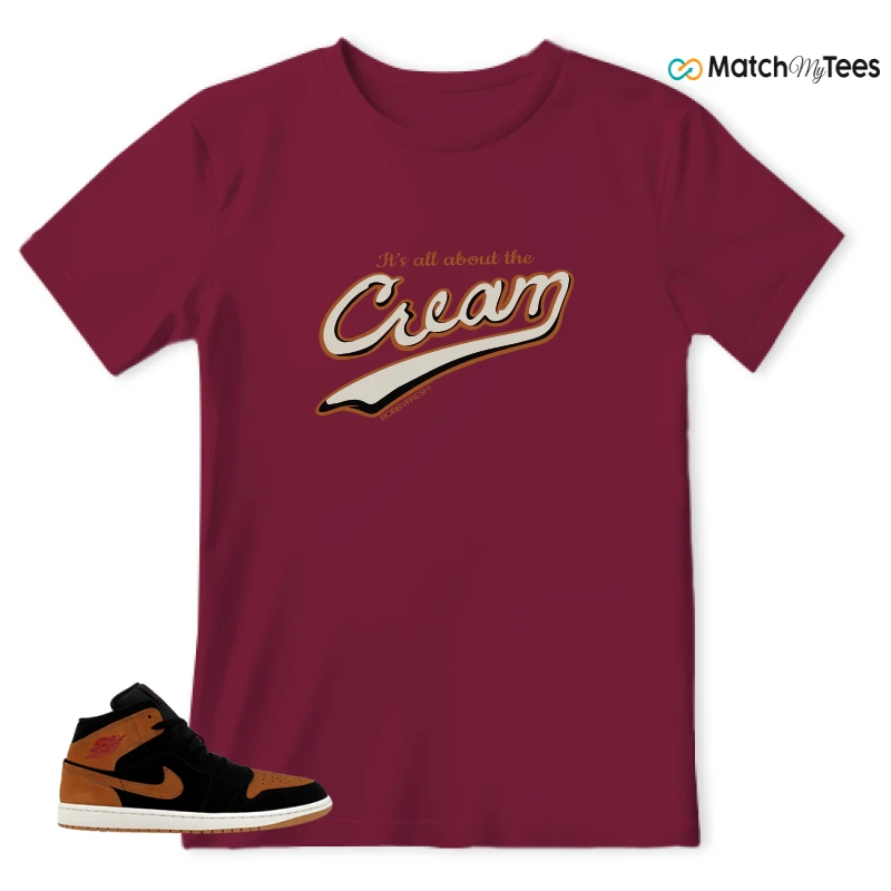 NIKE AIR JORDAN 1 MID BLACK FLAX SNEAKER Matching Tees t-shirt