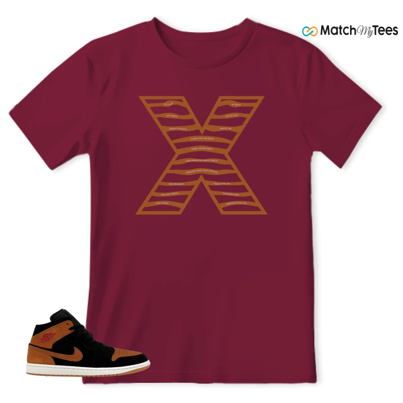 NIKE AIR JORDAN 1 MID BLACK FLAX SNEAKER Matching Tees t-shirt