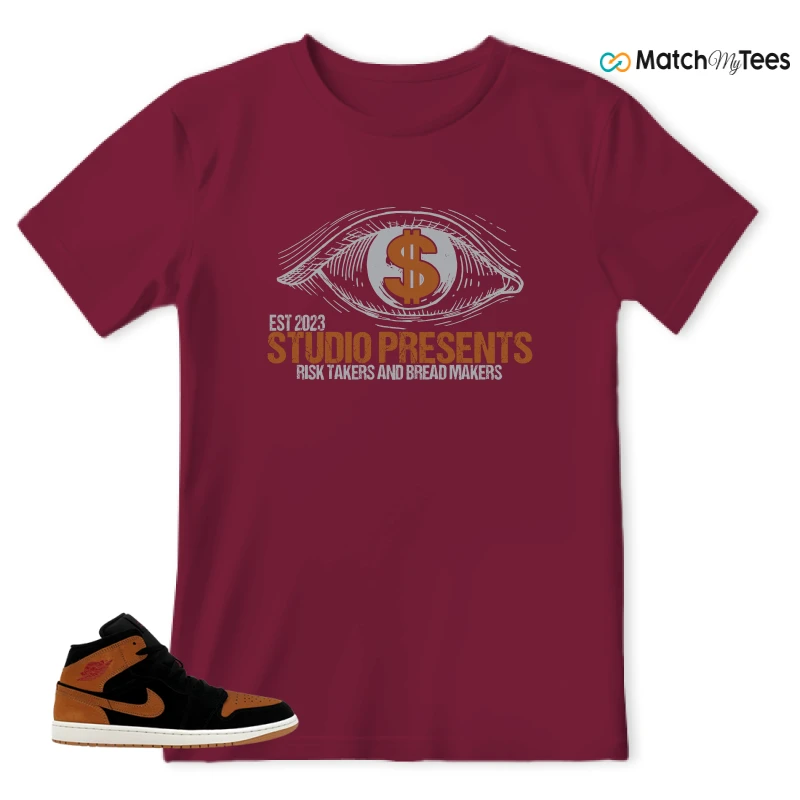 NIKE AIR JORDAN 1 MID BLACK FLAX SNEAKER Matching Tees t-shirt