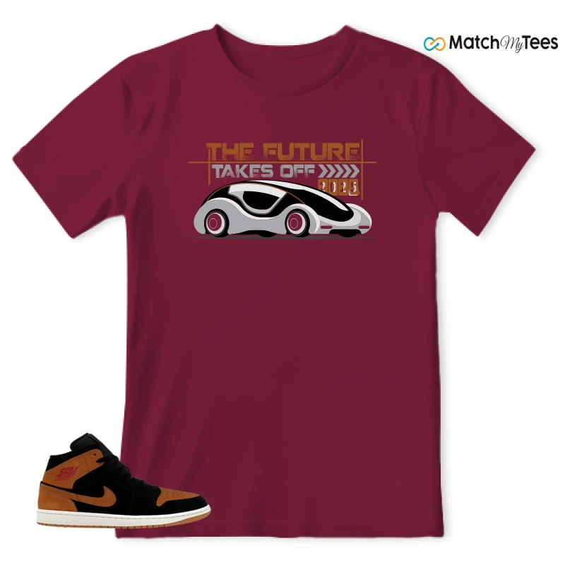NIKE AIR JORDAN 1 MID BLACK FLAX SNEAKER Matching Tees t-shirt