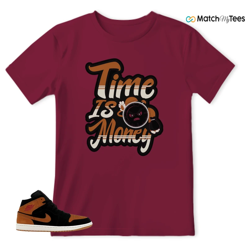 NIKE AIR JORDAN 1 MID BLACK FLAX SNEAKER Matching Tees t-shirt