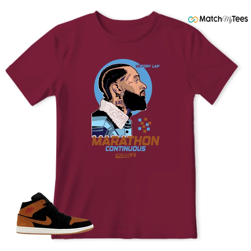 NIKE AIR JORDAN 1 MID BLACK FLAX SNEAKER Matching Tees t-shirt