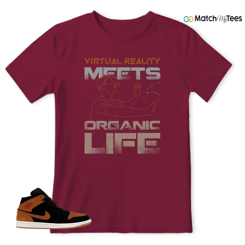 NIKE AIR JORDAN 1 MID BLACK FLAX SNEAKER Matching Tees t-shirt