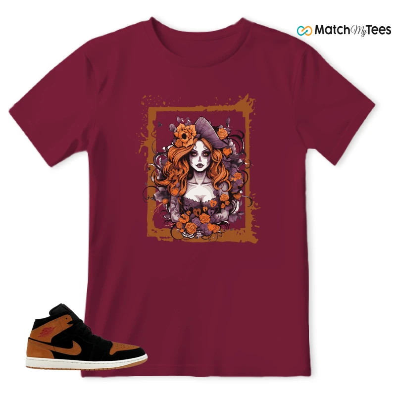 NIKE AIR JORDAN 1 MID BLACK FLAX SNEAKER Matching Tees t-shirt