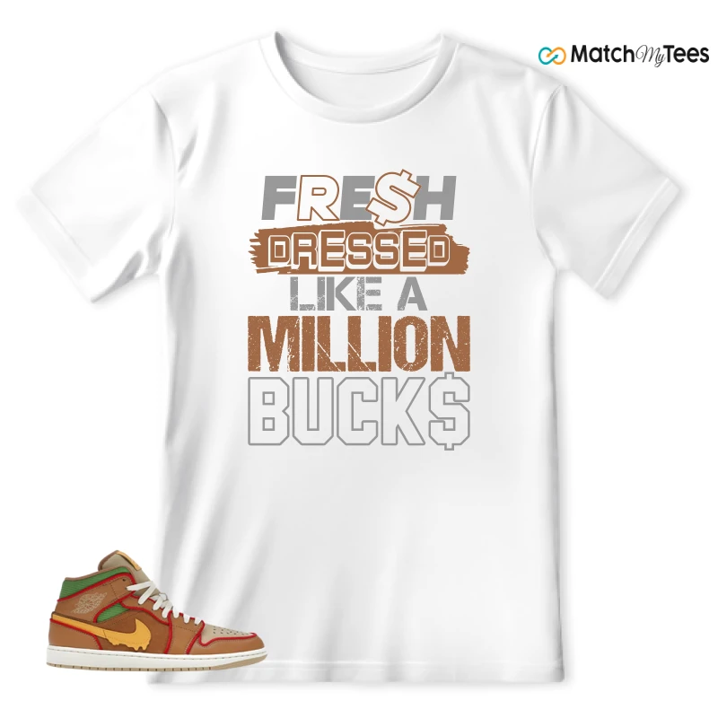 NIKE AIR JORDAN 1 MID SE CHEESEBURGER SNEAKER Matching Tees t-shirt