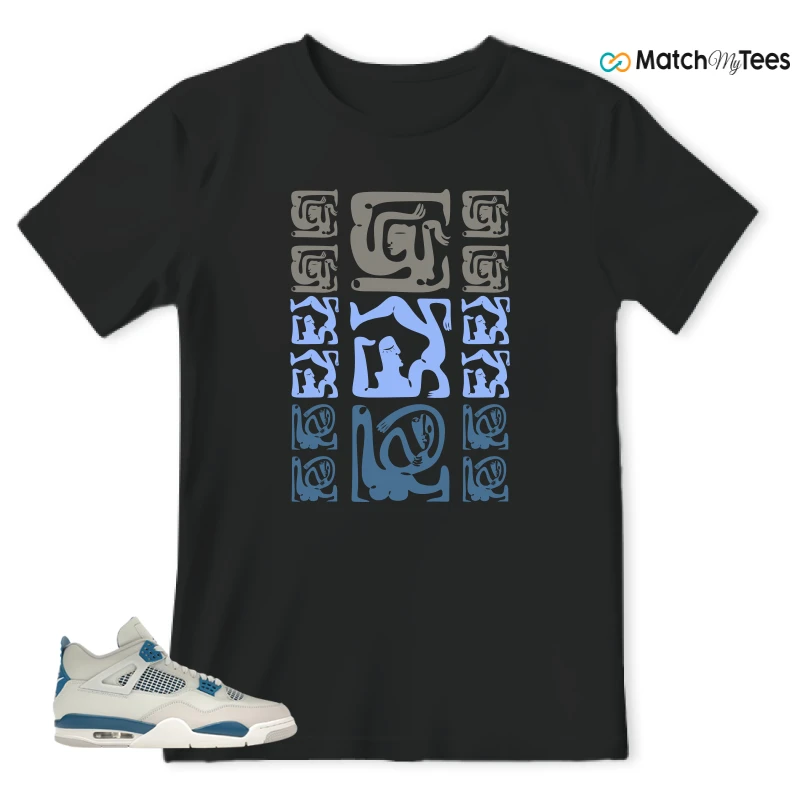 NIKE AIR JORDAN 4 MILITARY BLUE SNEAKER Matching Tees t-shirt