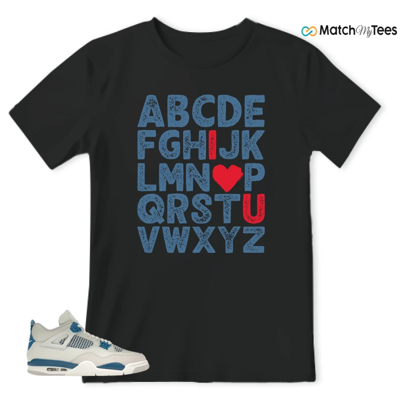 NIKE AIR JORDAN 4 MILITARY BLUE SNEAKER Matching Tees t-shirt