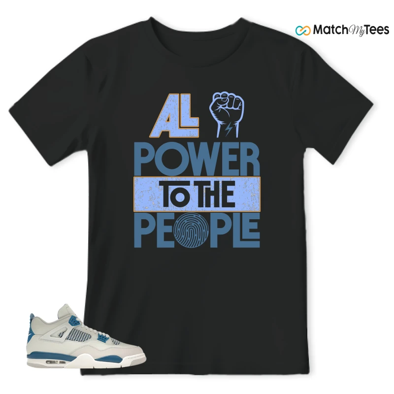NIKE AIR JORDAN 4 MILITARY BLUE SNEAKER Matching Tees t-shirt