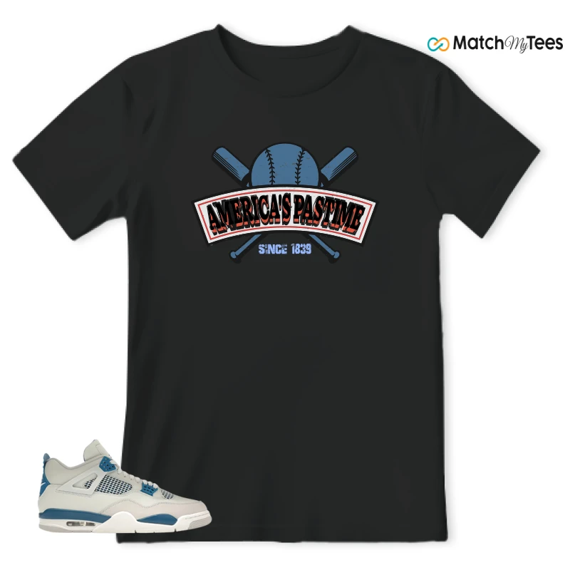 NIKE AIR JORDAN 4 MILITARY BLUE SNEAKER Matching Tees t-shirt