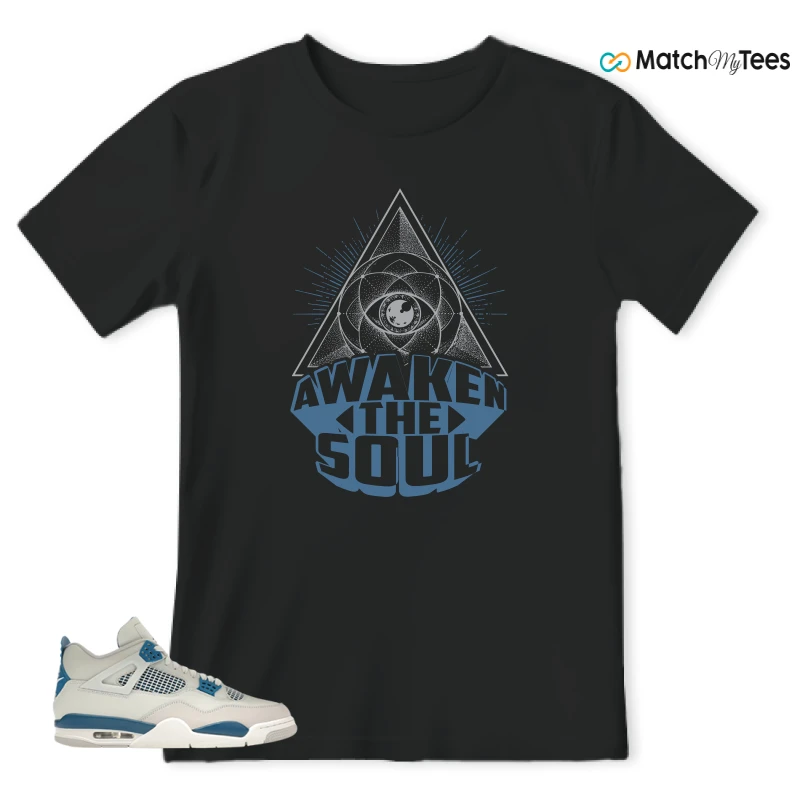 NIKE AIR JORDAN 4 MILITARY BLUE SNEAKER Matching Tees t-shirt