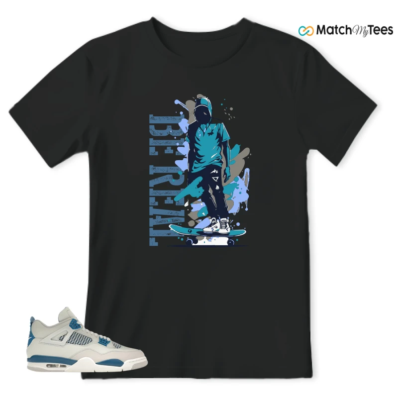 NIKE AIR JORDAN 4 MILITARY BLUE SNEAKER Matching Tees t-shirt