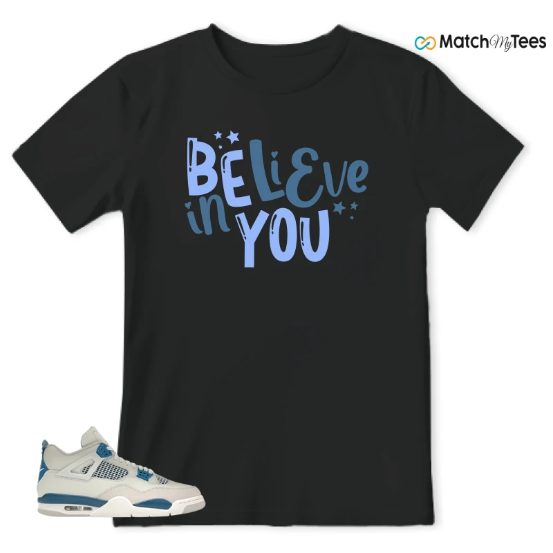 NIKE AIR JORDAN 4 MILITARY BLUE SNEAKER Matching Tees t-shirt