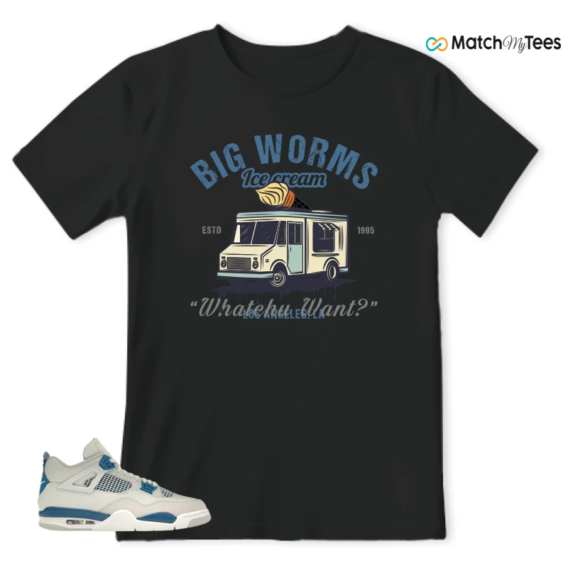 NIKE AIR JORDAN 4 MILITARY BLUE SNEAKER Matching Tees t-shirt