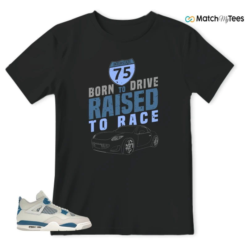 NIKE AIR JORDAN 4 MILITARY BLUE SNEAKER Matching Tees t-shirt