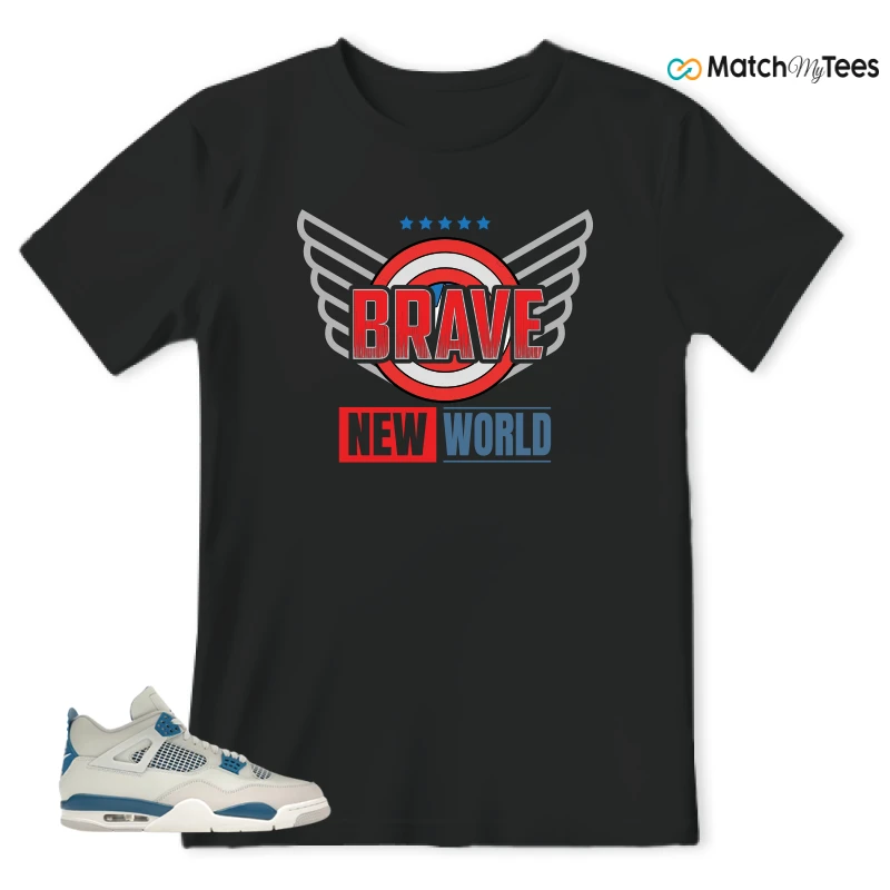 NIKE AIR JORDAN 4 MILITARY BLUE SNEAKER Matching Tees t-shirt