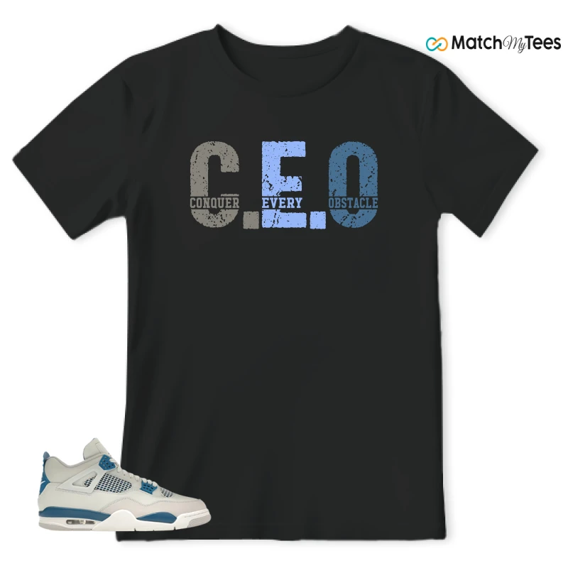 NIKE AIR JORDAN 4 MILITARY BLUE SNEAKER Matching Tees t-shirt