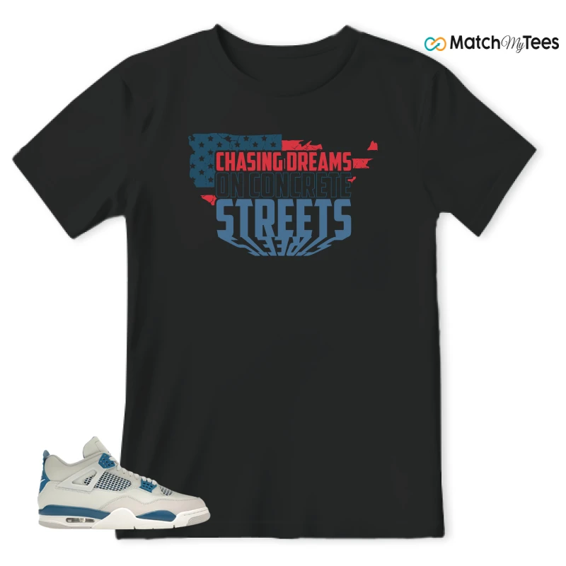 NIKE AIR JORDAN 4 MILITARY BLUE SNEAKER Matching Tees t-shirt