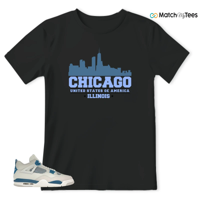 NIKE AIR JORDAN 4 MILITARY BLUE SNEAKER Matching Tees t-shirt