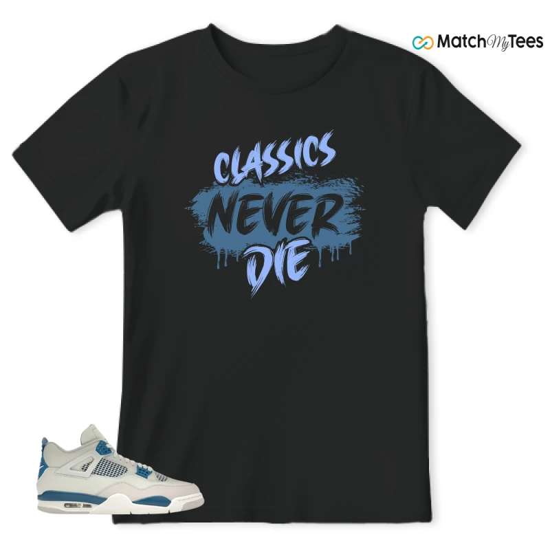 NIKE AIR JORDAN 4 MILITARY BLUE SNEAKER Matching Tees t-shirt