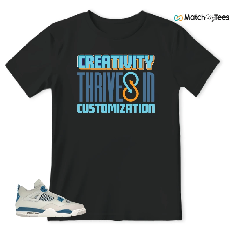 NIKE AIR JORDAN 4 MILITARY BLUE SNEAKER Matching Tees t-shirt