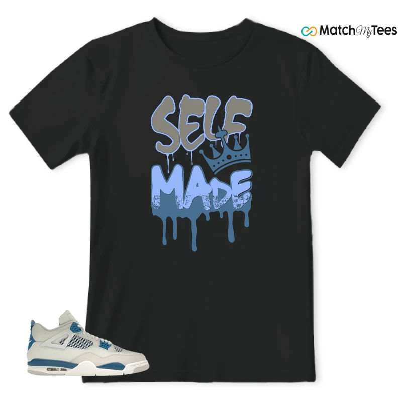 NIKE AIR JORDAN 4 MILITARY BLUE SNEAKER Matching Tees t-shirt