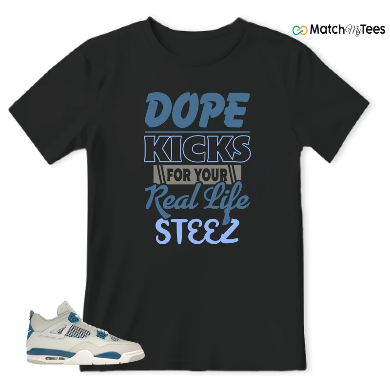NIKE AIR JORDAN 4 MILITARY BLUE SNEAKER Matching Tees t-shirt
