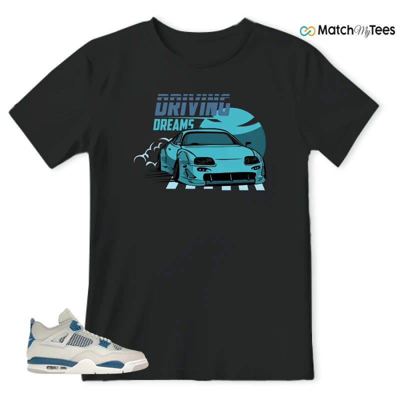 NIKE AIR JORDAN 4 MILITARY BLUE SNEAKER Matching Tees t-shirt