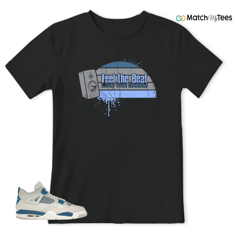 NIKE AIR JORDAN 4 MILITARY BLUE SNEAKER Matching Tees t-shirt