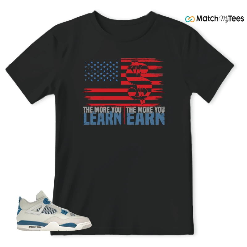 NIKE AIR JORDAN 4 MILITARY BLUE SNEAKER Matching Tees t-shirt