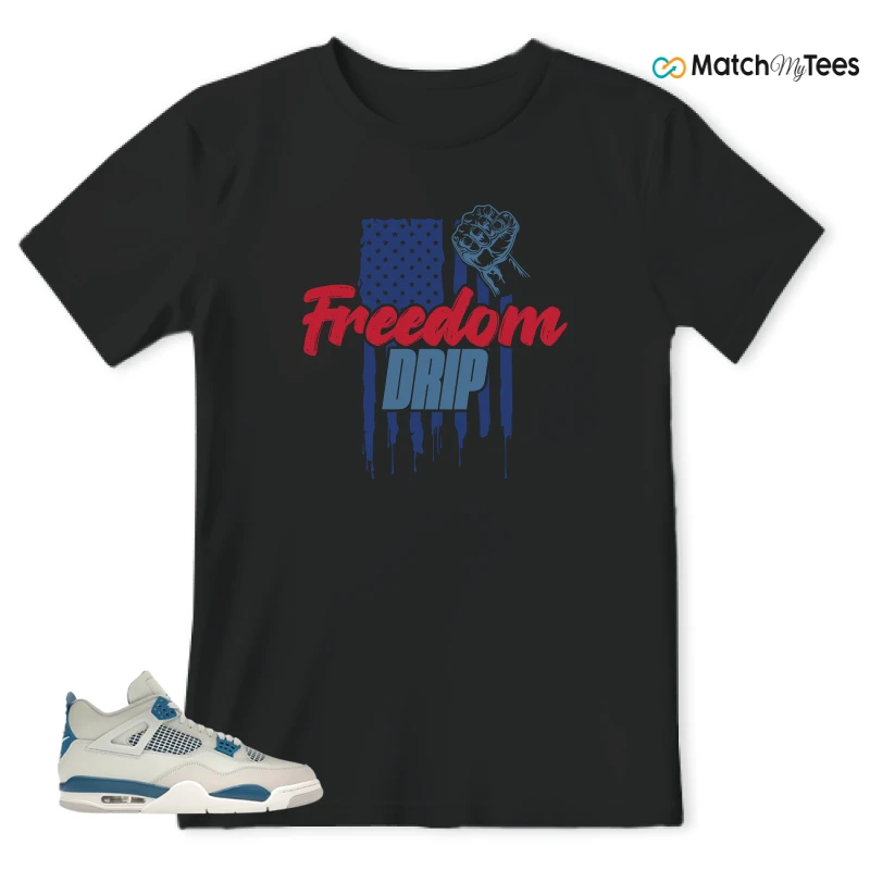 NIKE AIR JORDAN 4 MILITARY BLUE SNEAKER Matching Tees t-shirt
