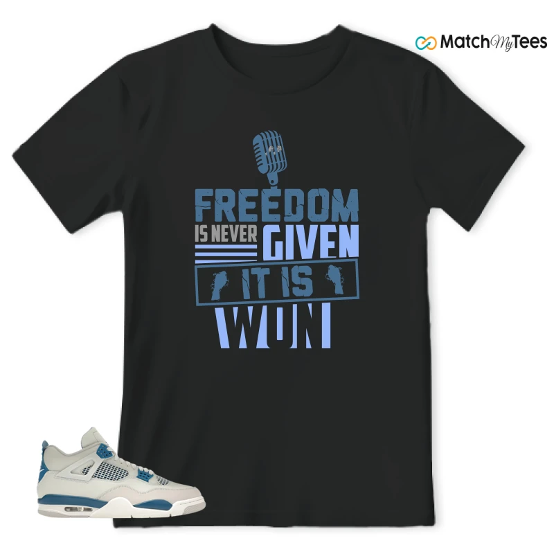 NIKE AIR JORDAN 4 MILITARY BLUE SNEAKER Matching Tees t-shirt