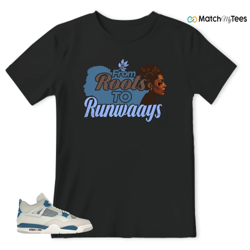 NIKE AIR JORDAN 4 MILITARY BLUE SNEAKER Matching Tees t-shirt