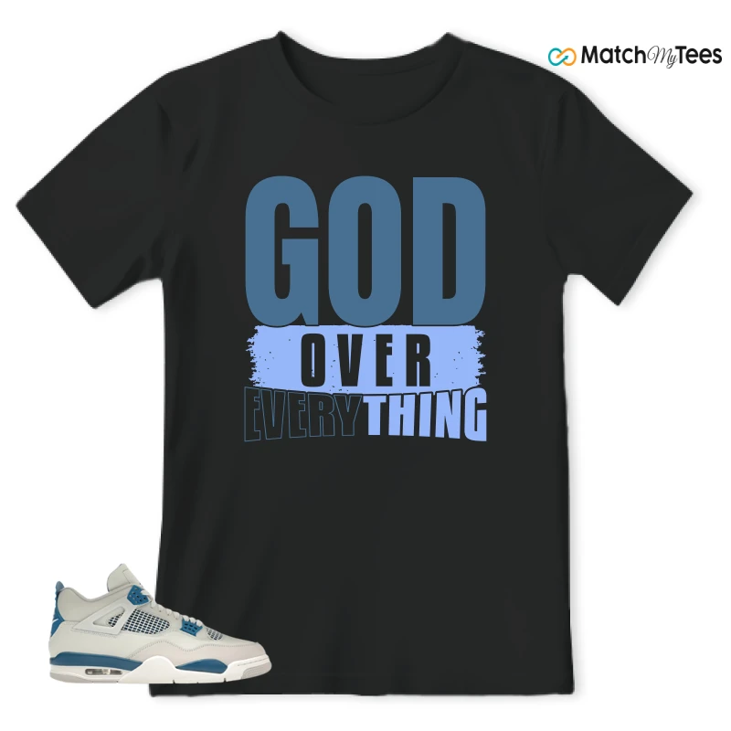 NIKE AIR JORDAN 4 MILITARY BLUE SNEAKER Matching Tees t-shirt