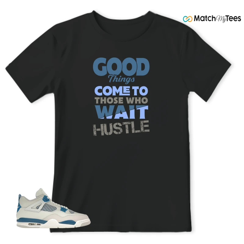 NIKE AIR JORDAN 4 MILITARY BLUE SNEAKER Matching Tees t-shirt