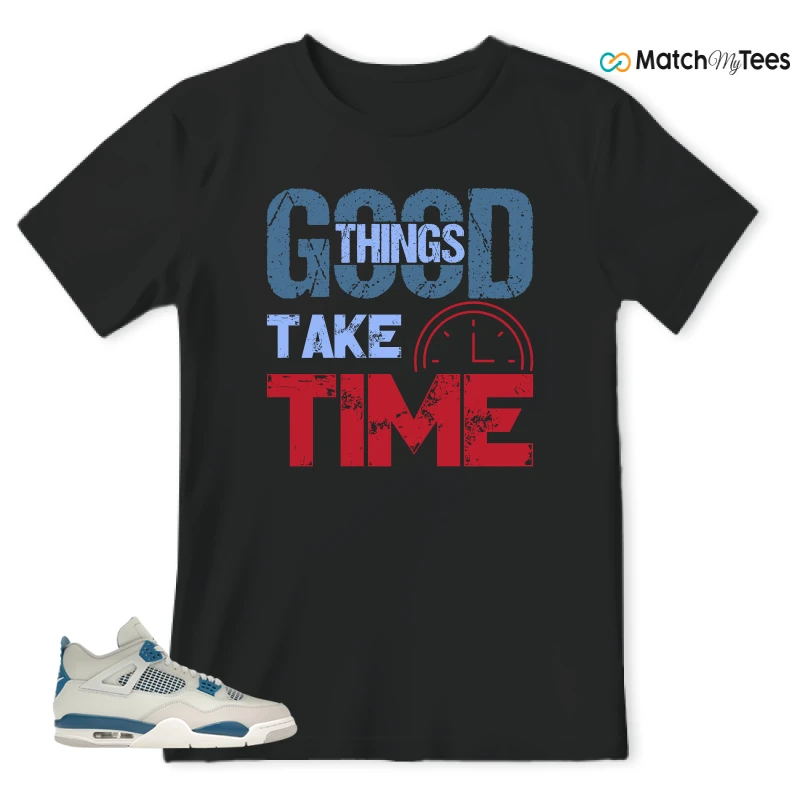 NIKE AIR JORDAN 4 MILITARY BLUE SNEAKER Matching Tees t-shirt