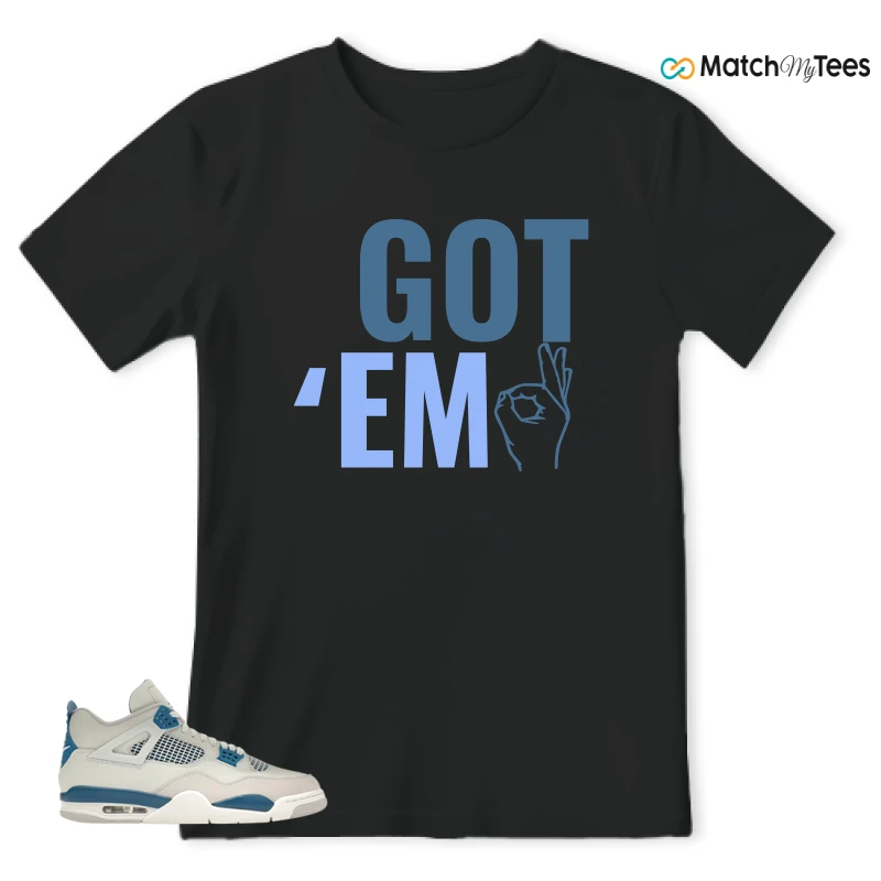 NIKE AIR JORDAN 4 MILITARY BLUE SNEAKER Matching Tees t-shirt