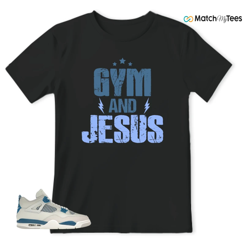 NIKE AIR JORDAN 4 MILITARY BLUE SNEAKER Matching Tees t-shirt