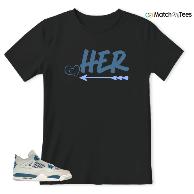 NIKE AIR JORDAN 4 MILITARY BLUE SNEAKER Matching Tees t-shirt