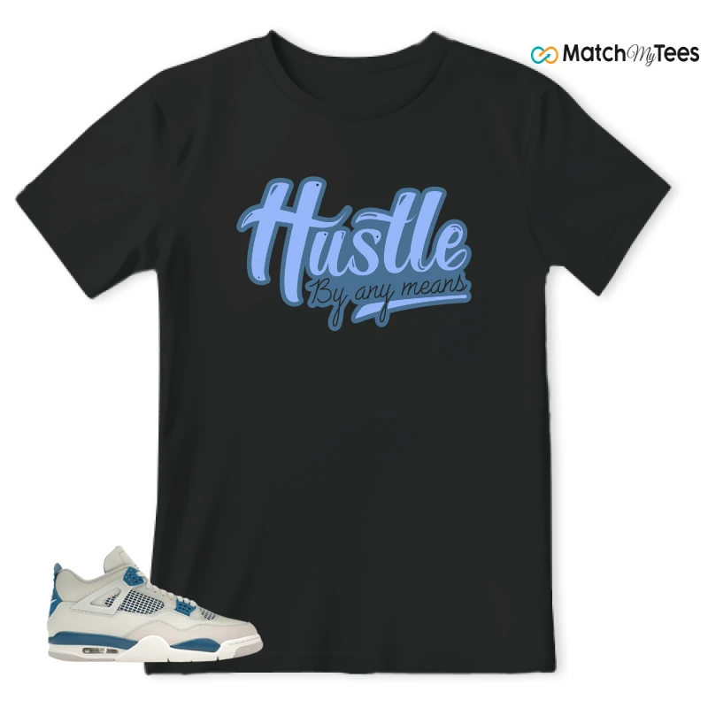 NIKE AIR JORDAN 4 MILITARY BLUE SNEAKER Matching Tees t-shirt