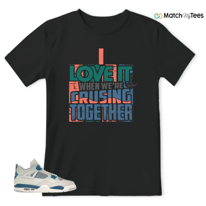 NIKE AIR JORDAN 4 MILITARY BLUE SNEAKER Matching Tees t-shirt