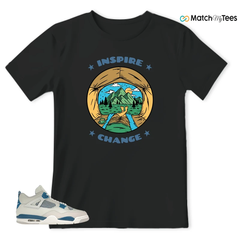 NIKE AIR JORDAN 4 MILITARY BLUE SNEAKER Matching Tees t-shirt
