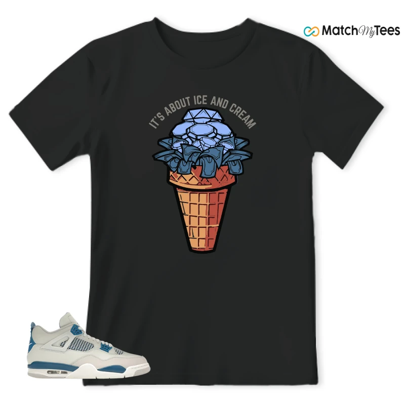 NIKE AIR JORDAN 4 MILITARY BLUE SNEAKER Matching Tees t-shirt