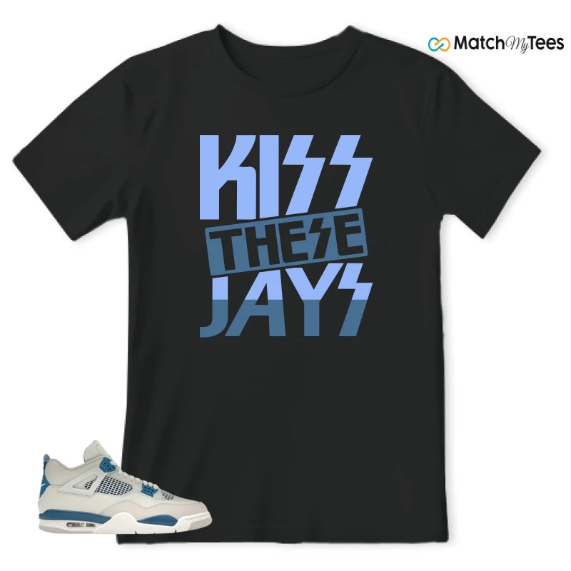 NIKE AIR JORDAN 4 MILITARY BLUE SNEAKER Matching Tees t-shirt