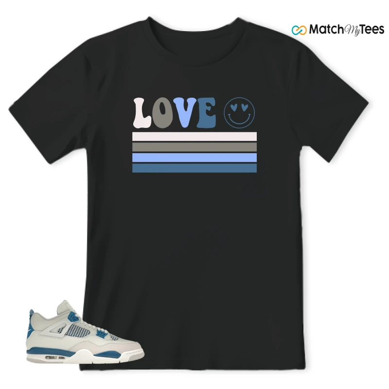 NIKE AIR JORDAN 4 MILITARY BLUE SNEAKER Matching Tees t-shirt