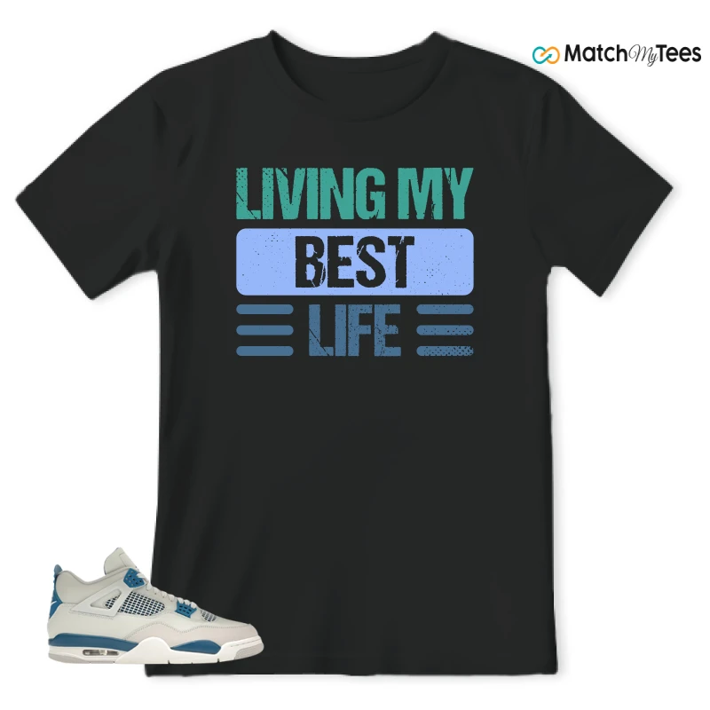 NIKE AIR JORDAN 4 MILITARY BLUE SNEAKER Matching Tees t-shirt